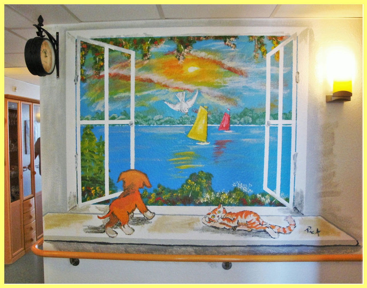 Illusionsmalerei - Wand in einem Pflegeheim - Malerin Petra Rick 2013 - Acryl
